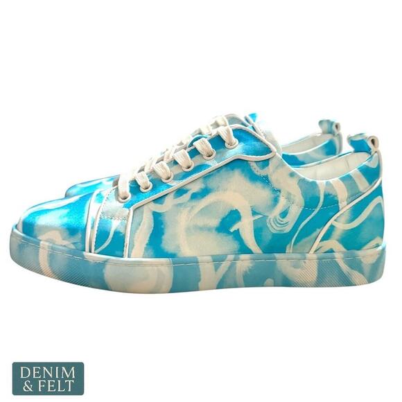 Christian Louboutin Louis Junior Spikes Low Top Sneakers Blue White Size 42 main image 10